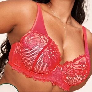 Adore Me Elegant Lace Coral Bra